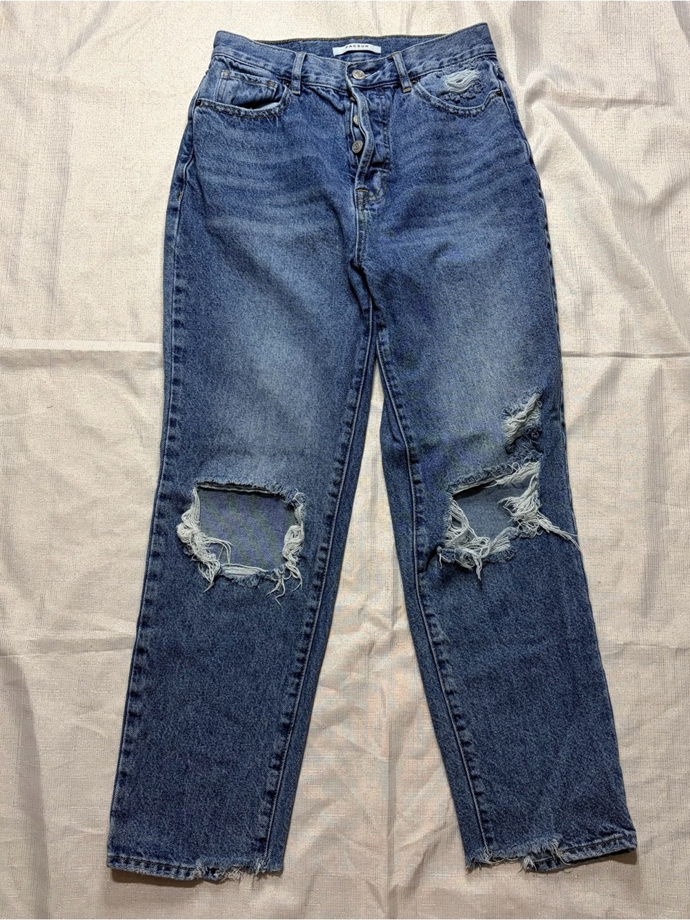 PacSun Women's Medium Blue Distressed High-Rise Button-Fly Jeans size 26